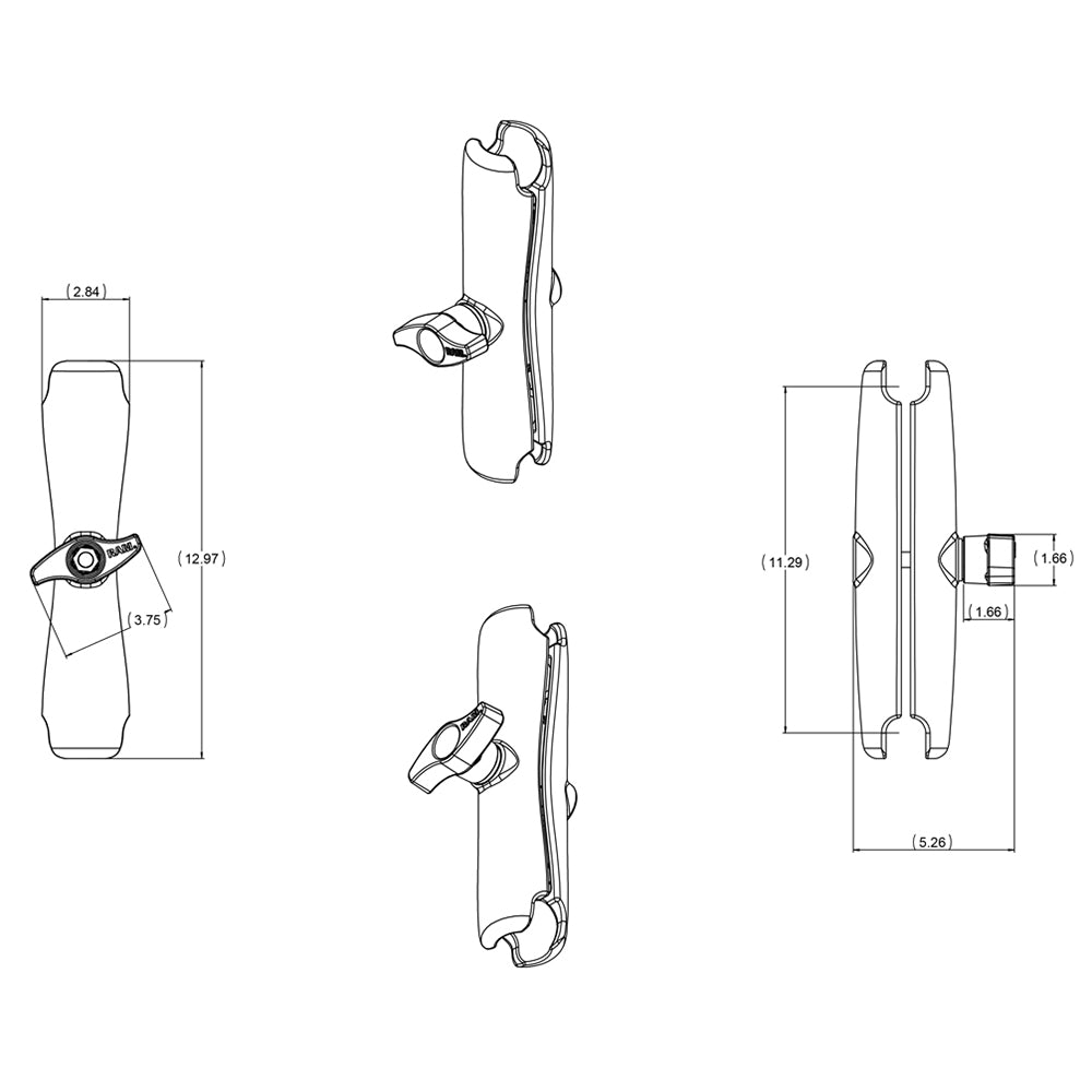 RAM Mount Long Double Socket Arm f/2.25" Ball Bases [RAM-D-201U-E] - Houseboatparts.com