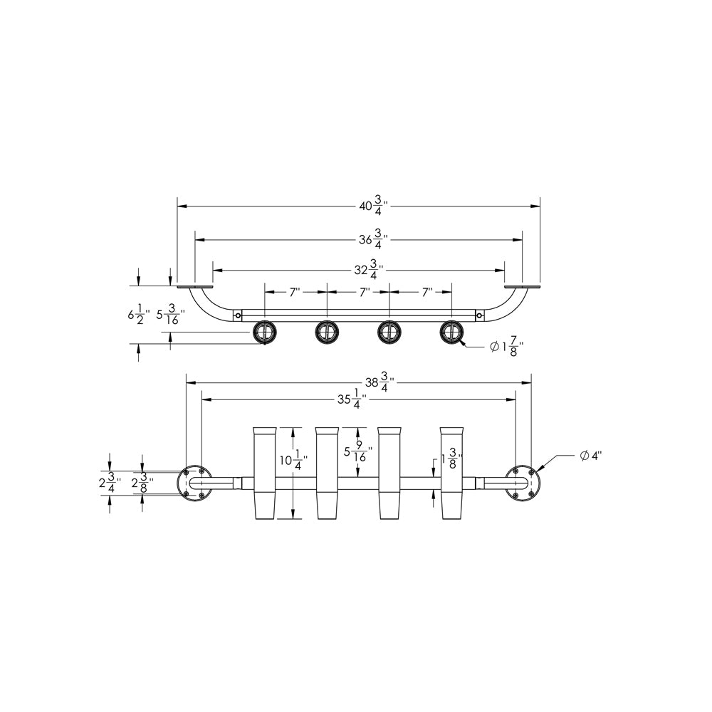 TACO 4-Rod Transom Mount Rod Rack [F31-3504BSA-1] - Houseboatparts.com