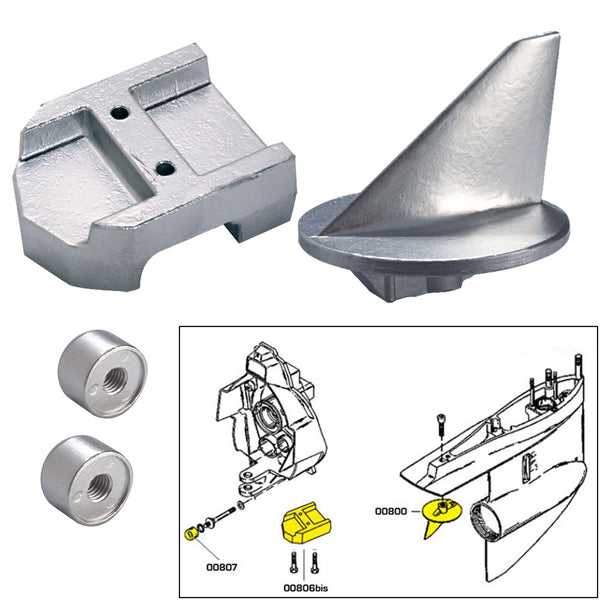 Tecnoseal Anode Kit w/Hardware - Mercury Alpha 1 Gen 1 - Aluminum [20800AL] - Houseboatparts.com