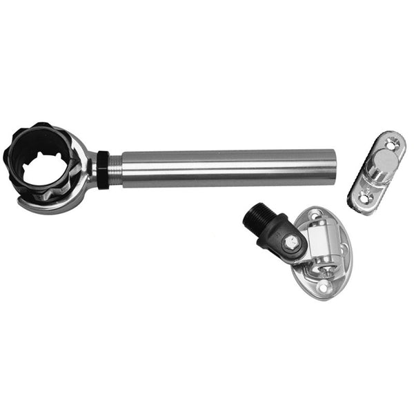 Rupp Threaded Antenna Support w/6" Pipe Mount, Oval 4-Way Base & 1.5" Collar [PAK-0005] - Houseboatparts.com