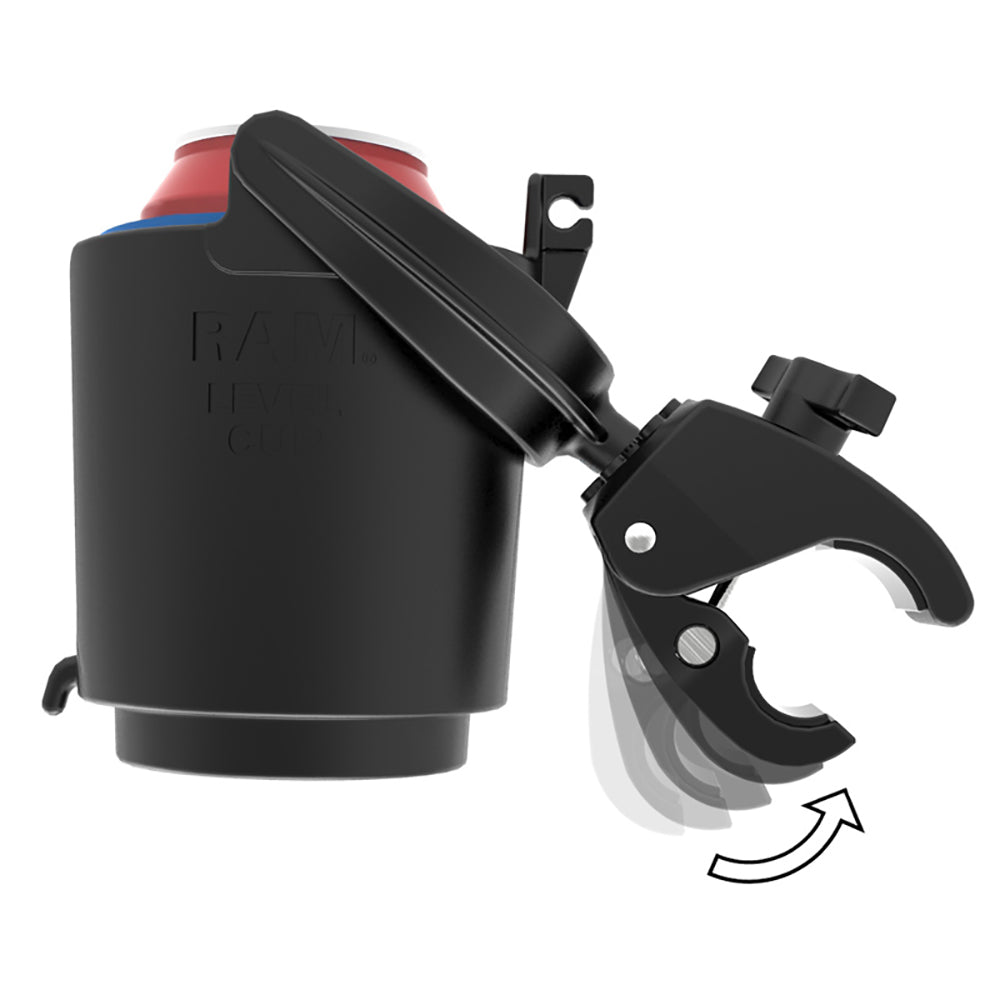 RAM Mount Tough-Claw Mount w/Self-Leveling Cup Holder [RAM-B-132-400U] - Houseboatparts.com