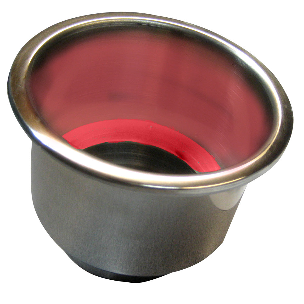 Whitecap Flush Mount Cup Holder w/Red LED Light - Stainless Steel [S-3511RC] - Houseboatparts.com