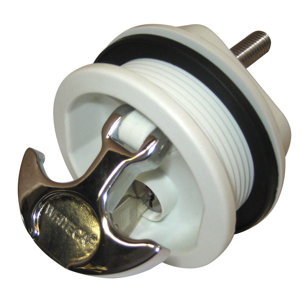 Whitecap T - Handle Latch - Chrome Plated Zamac/White Nylon - Locking - Freshwater Use Only [S - 226WC] - Houseboatparts.com