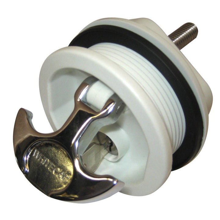 Whitecap T - Handle Latch - Chrome Plated Zamac/White Nylon - Locking - Freshwater Use Only [S - 226WC] - Houseboatparts.com