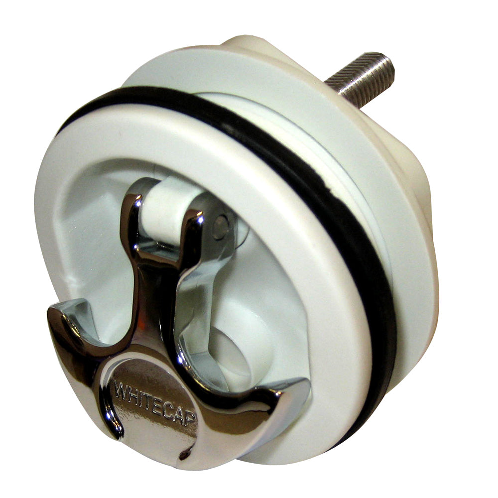 Whitecap T-Handle Latch - Chrome Plated Zamac/White Nylon - No Lock - Freshwater Use Only [S-230WC] - Houseboatparts.com