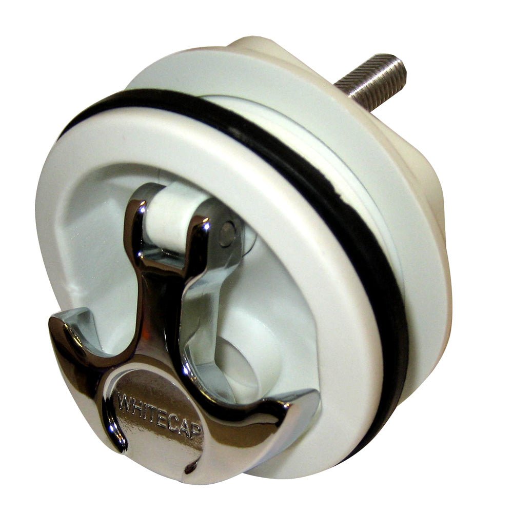 Whitecap T - Handle Latch - Chrome Plated Zamac/White Nylon - No Lock - Freshwater Use Only [S - 230WC] - Houseboatparts.com
