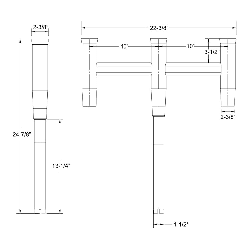 TACO Deluxe Trident Rod Holder Cluster Straight [F31-0780BXY-1] - Houseboatparts.com