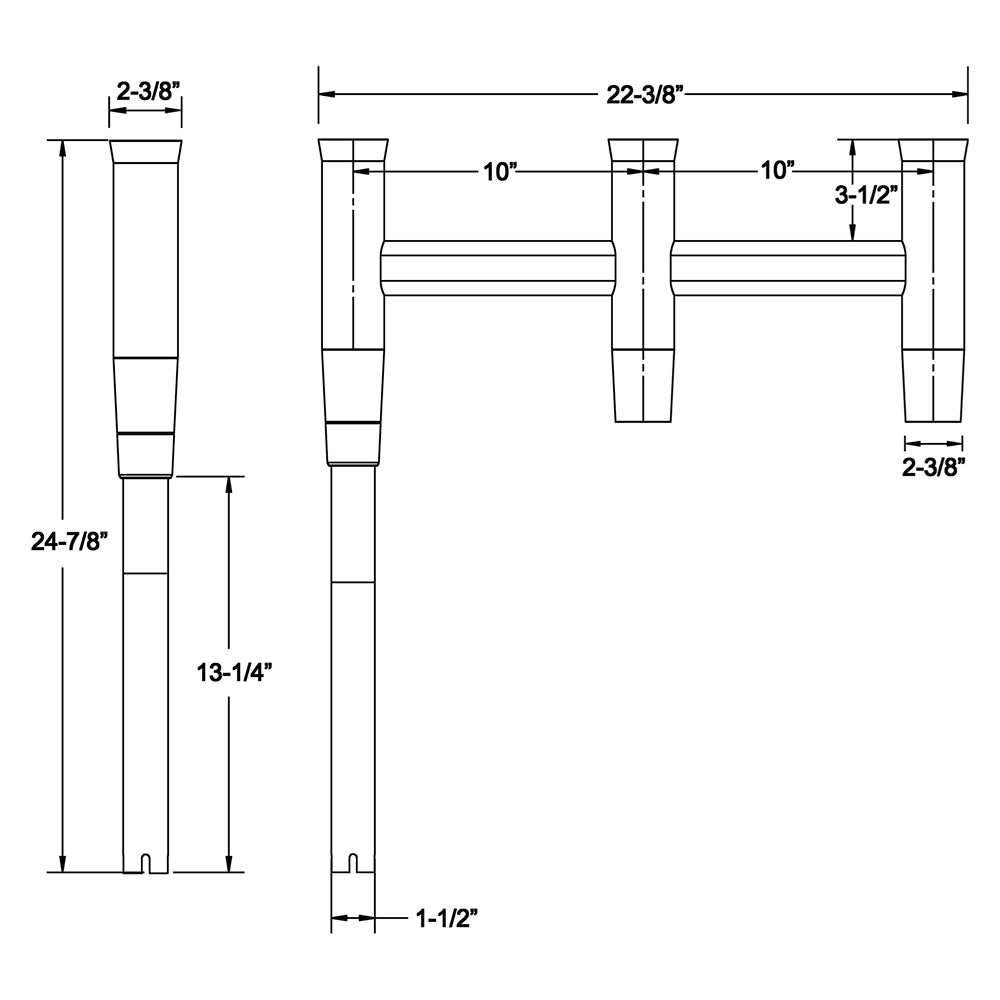 TACO Deluxe Trident Rod Holder Cluster Offset [F31-0781BXY-1] - Houseboatparts.com