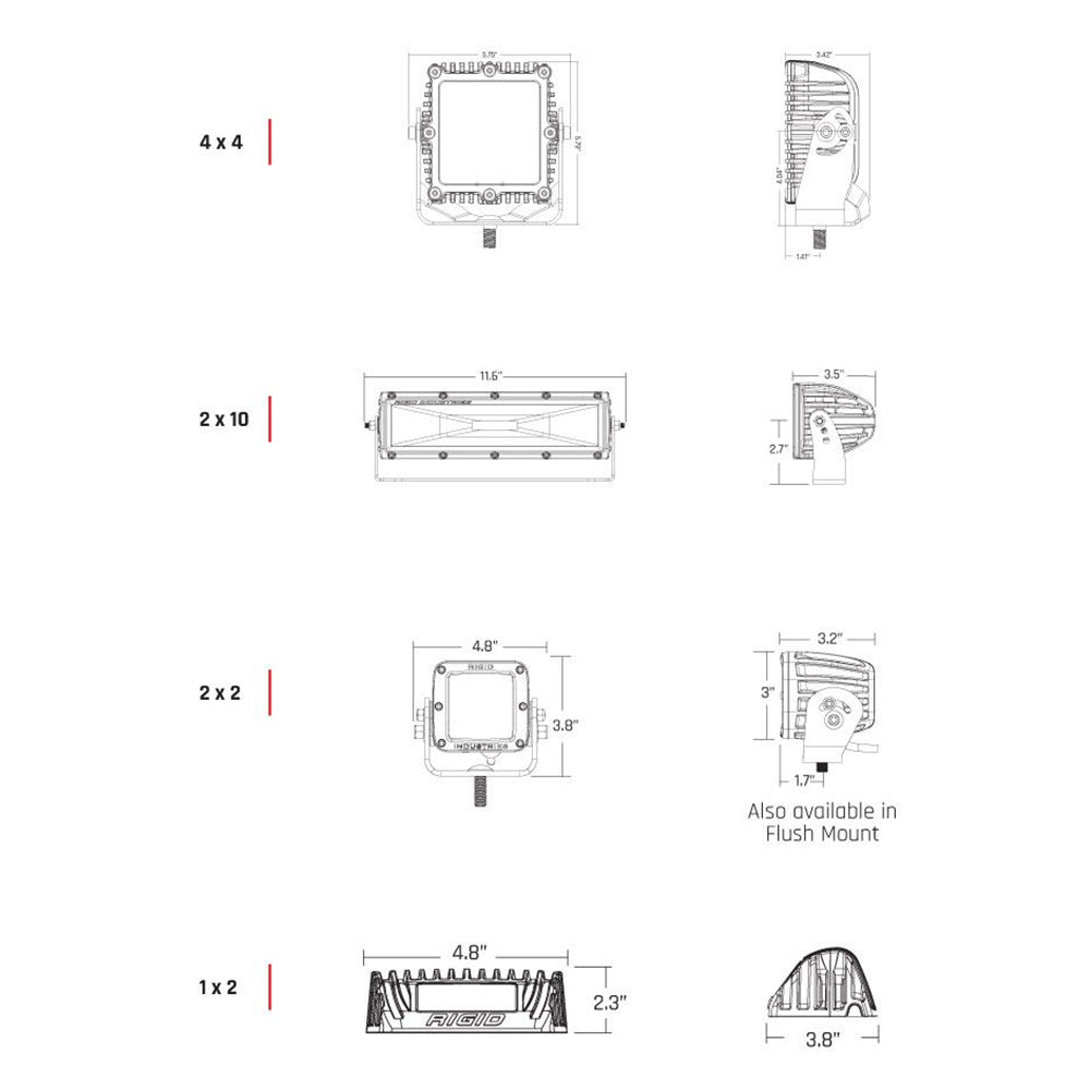 RIGID Industries 2x10 115 DC Scene Light Black - White LED [68131] - Houseboatparts.com