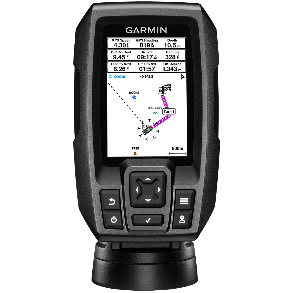 Garmin STRIKER 4 Fishfinder Worldwide Version w/77/200kHz - 4-Pin Transducer w/Transom & Trolling Motor Mounts [010-01550-01] - Houseboatparts.com