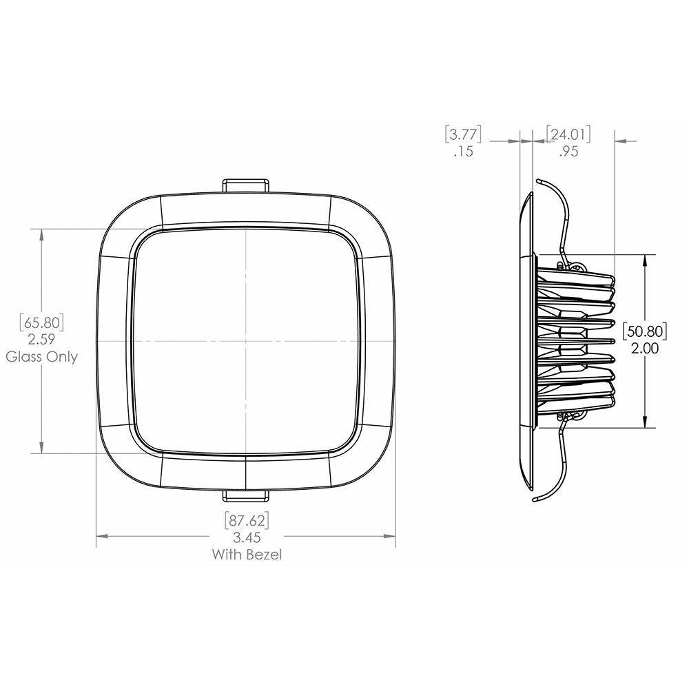 Lumitec Square Mirage Down Light - White Dimming, Red/Blue Non-Dimming - Polished Bezel [116118] - Houseboatparts.com