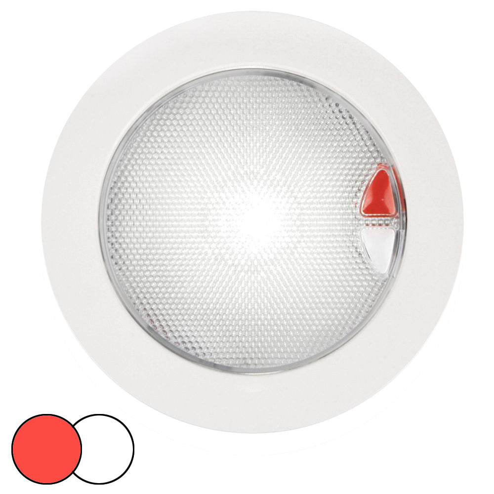 Hella Marine EuroLED 150 Recessed Surface Mount Touch Lamp - Red/White LED - White Plastic Rim [980630002] - Houseboatparts.com