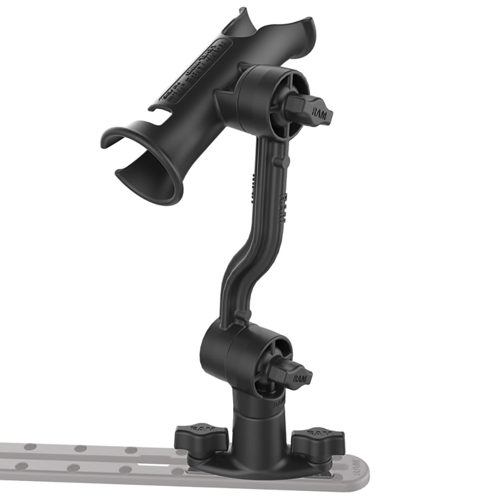 RAM Mount RAM Tube Jr. Rod Holder with Spline Post, Extension Arm and Track Base [RAP-390-PA-421] - Houseboatparts.com
