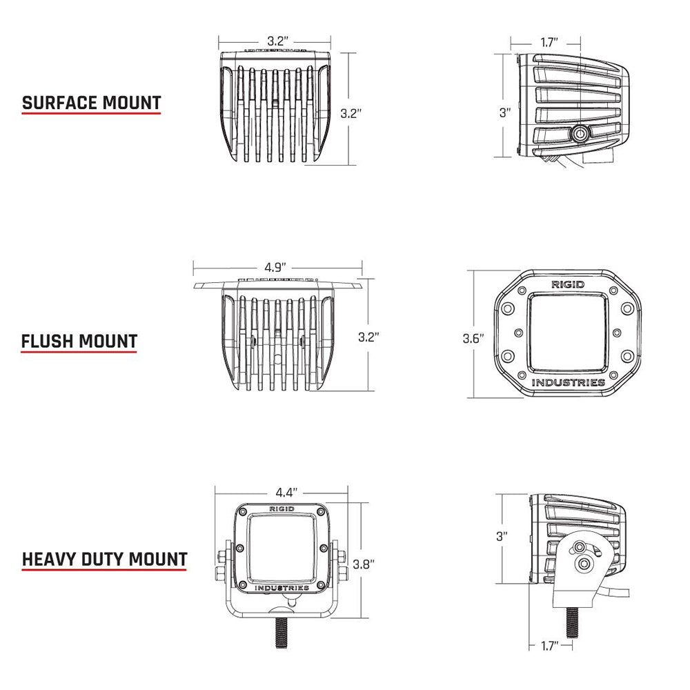 RIGID Industries D-Series PRO - Flush Mount - Diffused - Pair - Black [212513] - Houseboatparts.com