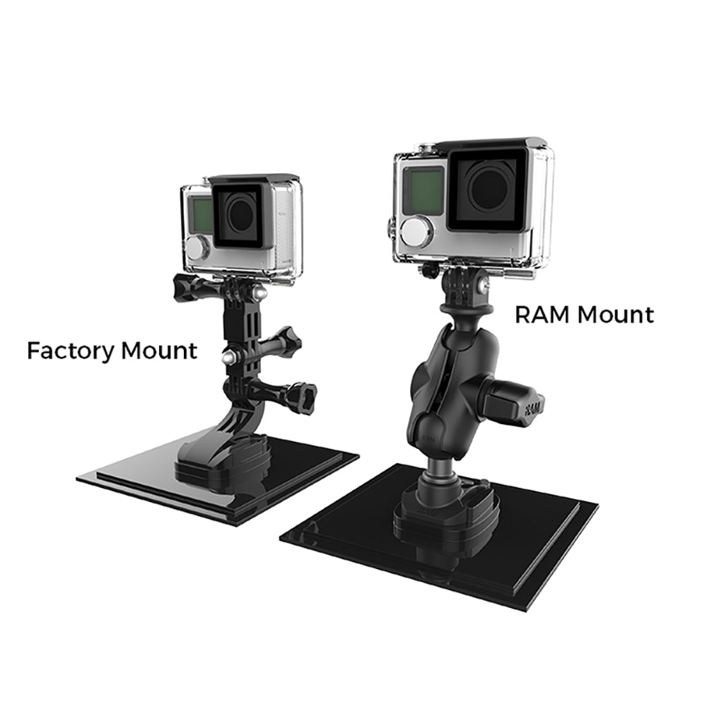 RAM Mount RAM 1" Ball Adapter for GoPro Bases with Short Arm and Action Camera Adapter [RAP-B-GOP2-A-GOP1U] - Houseboatparts.com