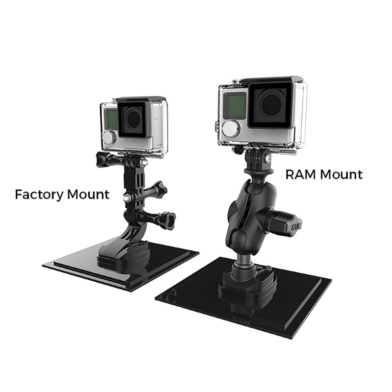 RAM Mount RAM 1" Ball Adapter for GoPro Bases with Short Arm and Action Camera Adapter [RAP-B-GOP2-A-GOP1U]