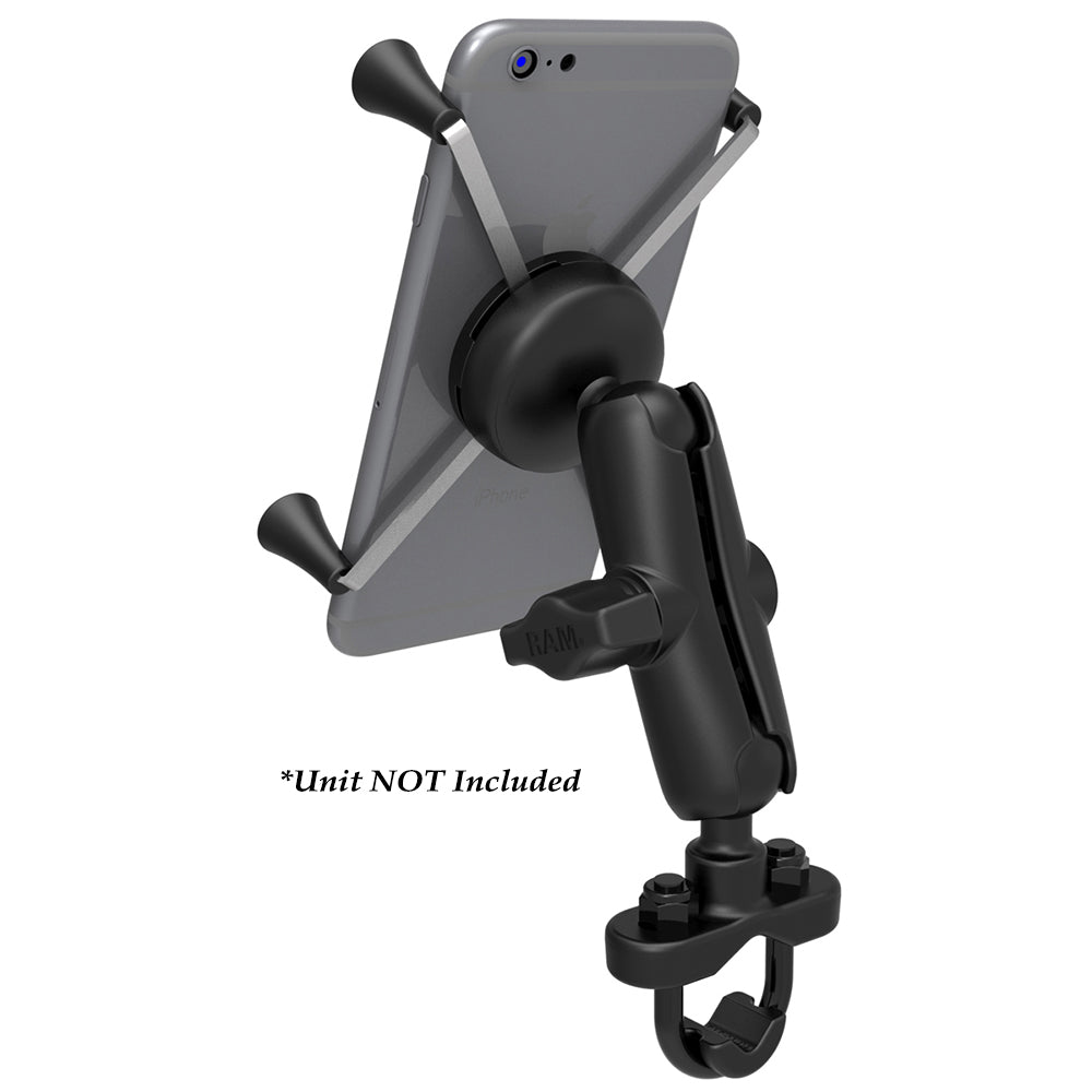 RAM Mount Handlebar Rail Mount w/Zinc Coated U-Bolt Base Universal X-Grip Large Phone/Phablet Cradle [RAM-B-149Z-UN10U] - Houseboatparts.com