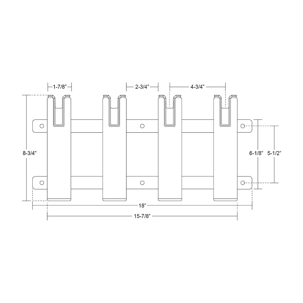 TACO Aluminum/Poly 4-Rod Rack Holder [F31-3104BXZ-1] - Houseboatparts.com