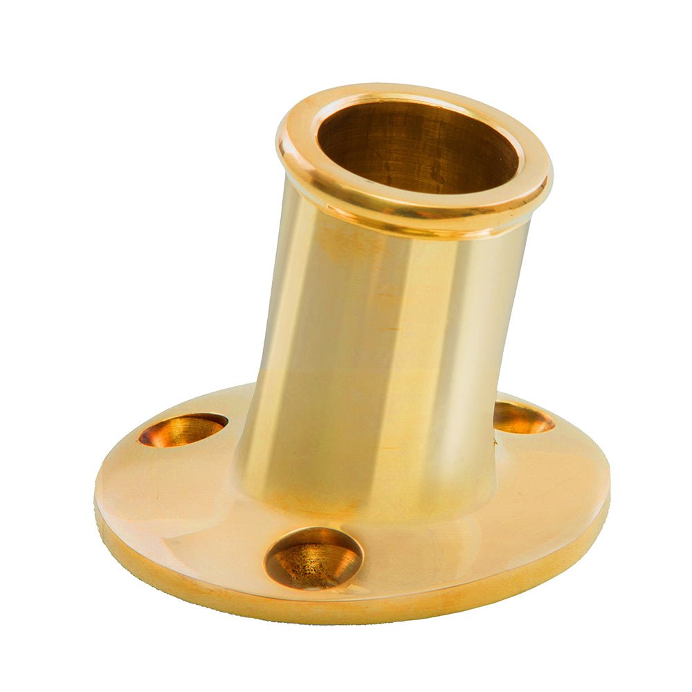 Whitecap Top - Mounted Flag Pole Socket Polished Brass - 3/4" ID [S - 5001B] - Houseboatparts.com
