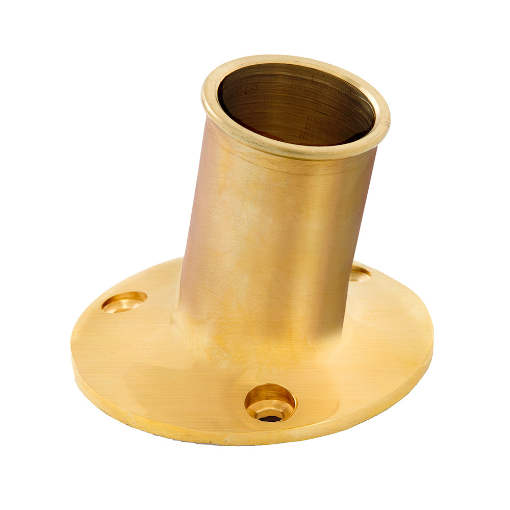 Whitecap Top-Mounted Flag Pole Socket Polished Brass - 1" ID [S-5002B] - Houseboatparts.com