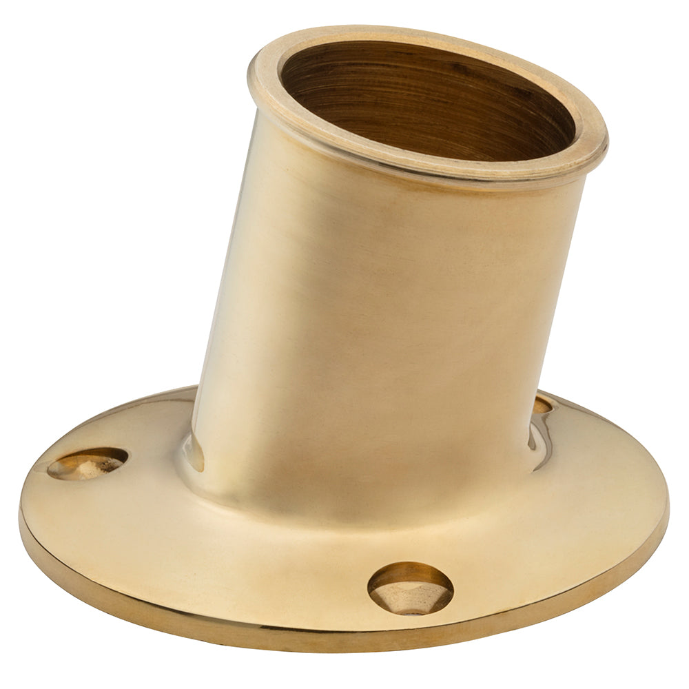 Whitecap Top-Mounted Flag Pole Socket - Polished Brass - 1-1/4" ID [S-5003B] - Houseboatparts.com