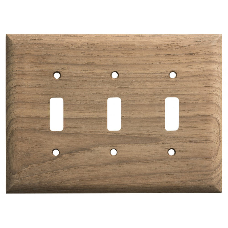 Whitecap Teak 3-Toggle Switch/Receptacle Cover Plate [60179] - Houseboatparts.com