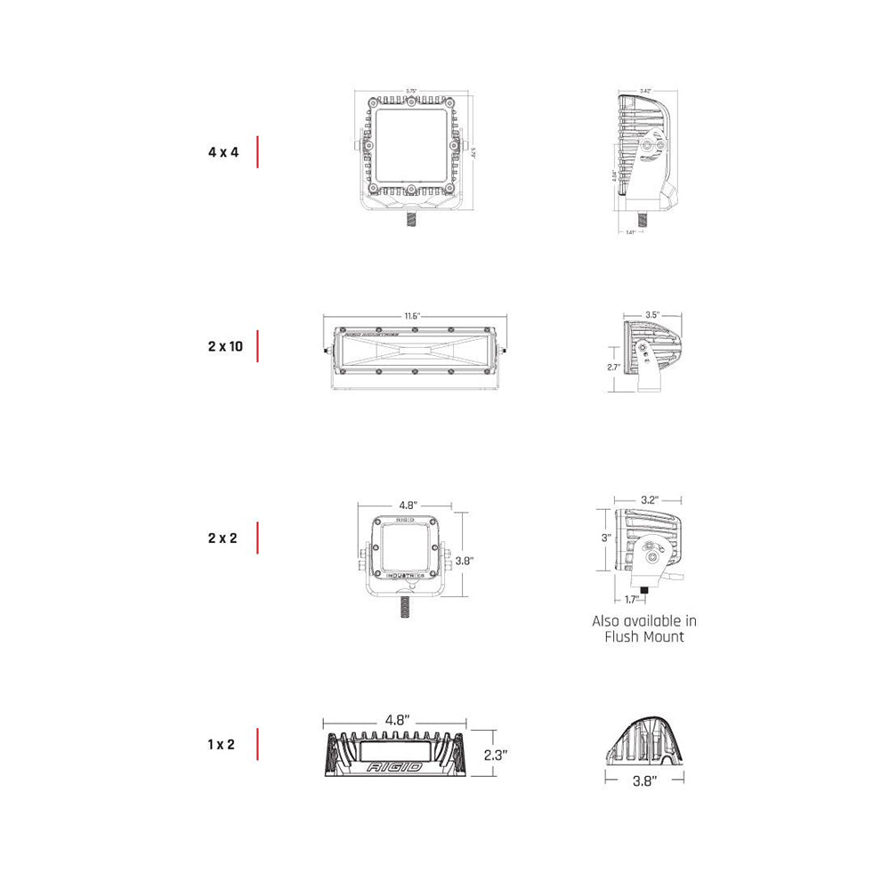 RIGID Industries 1" x 2" 65 - DC Scene Light - White [86620] - Houseboatparts.com