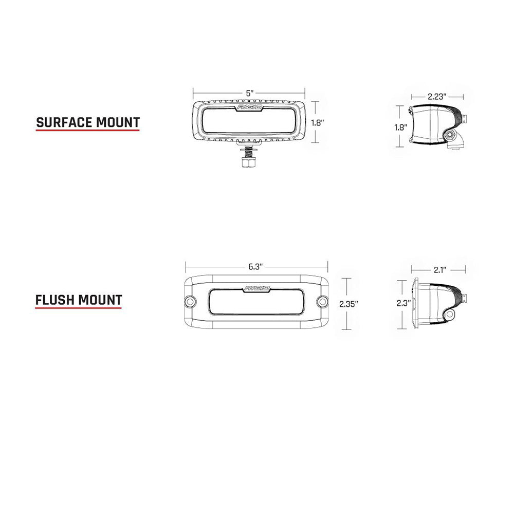 RIGID Industries SR-Q PRO Back Up Light Kit - Surface Mount Diffused - Pair - Black [980023] - Houseboatparts.com