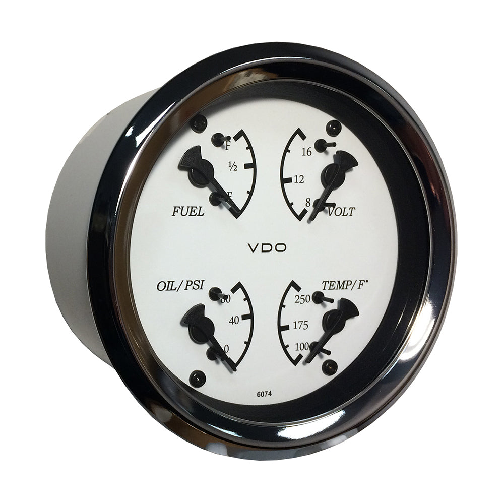 VDO Cockpit Marine 85mm (3-3/8") 4 in 1 Gauge - White Dial/Bezel [110-15800] - Houseboatparts.com