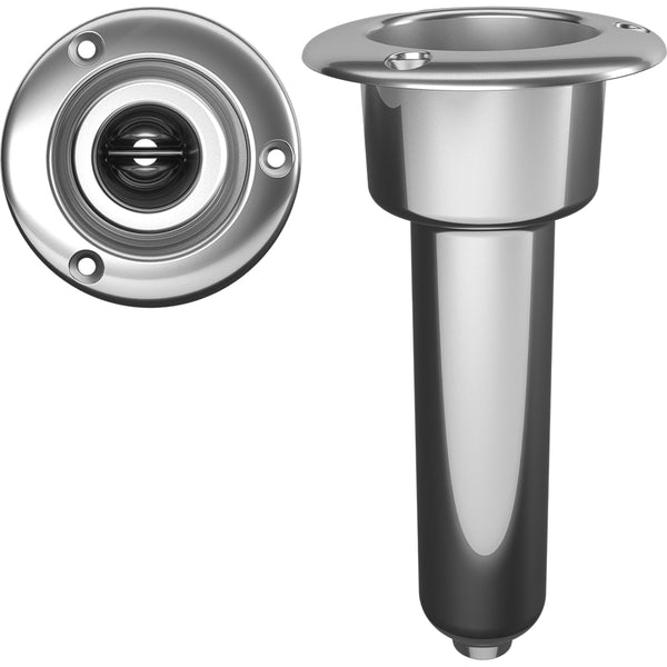 Mate Series Stainless Steel 0 Rod  Cup Holder - Drain - Round Top [C1000D] - Houseboatparts.com