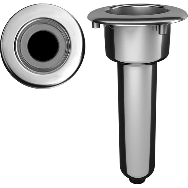 Mate Series Elite Screwless Stainless Steel 0 Rod  Cup Holder - Drain - Round Top [C1000DS] - Houseboatparts.com