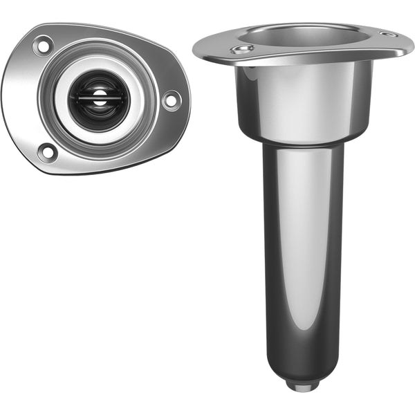 Mate Series Stainless Steel 0 Rod  Cup Holder - Drain - Oval Top [C2000D] - Houseboatparts.com