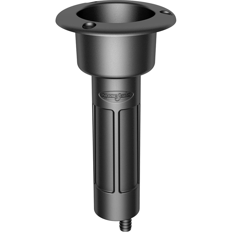 Mate Series Plastic 0 Rod  Cup Holder - Drain - Round Top - Black [P1000DB] - Houseboatparts.com