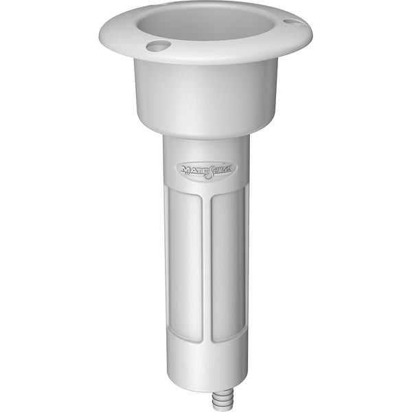 Mate Series Plastic 0 Rod  Cup Holder - Drain - Round Top - White [P1000DW] - Houseboatparts.com