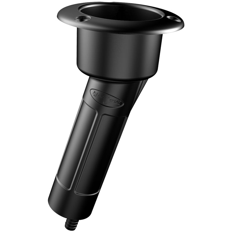 Mate Series Plastic 15 Rod  Cup Holder - Drain - Round Top - Black [P1015DB] - Houseboatparts.com