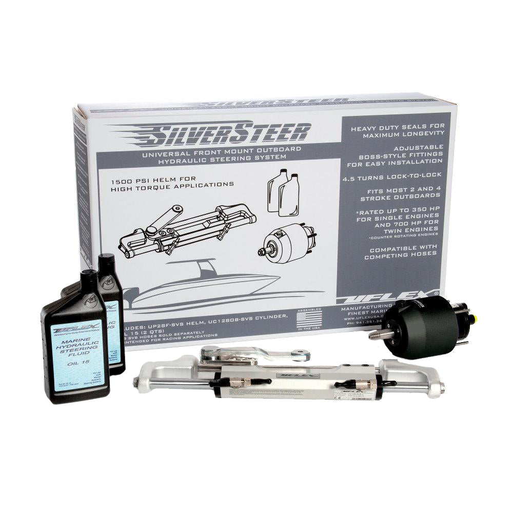 Uflex SilverSteer Universal Front Mount Outboard Hydraulic Steering System w/ UC128-SVS-1 Cylinder [SILVERSTEER1.0B] - Houseboatparts.com