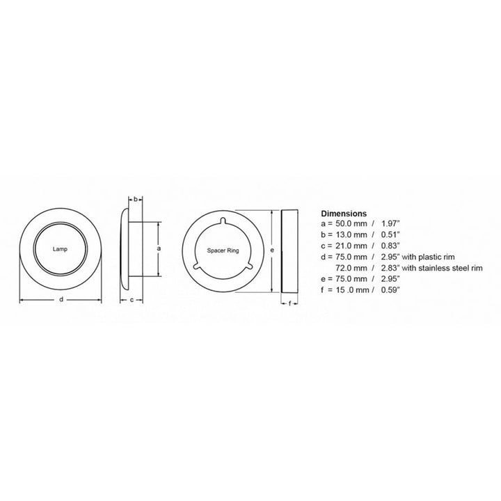 Hella Marine Red LED Round Courtesy Lamp - White Bezel - 24V [980508241] - Houseboatparts.com