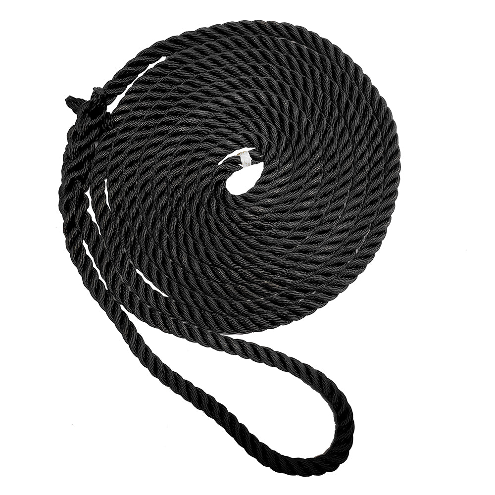 New England Ropes 1/2" X 15 Premium Nylon 3 Strand Dock Line - Black [C6054-16-00015] - Houseboatparts.com