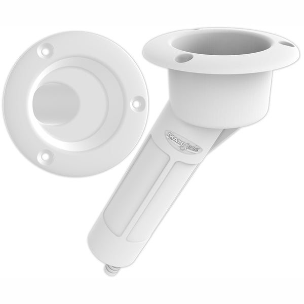Mate Series Plastic 30 Rod  Cup Holder - Drain - Round Top - White [P1030DW] - Houseboatparts.com