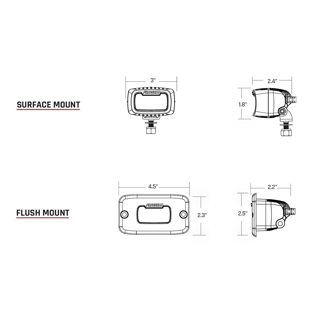 RIGID Industries SR-M Series Pro Diffused Flush Mount - Black [922513] - Houseboatparts.com