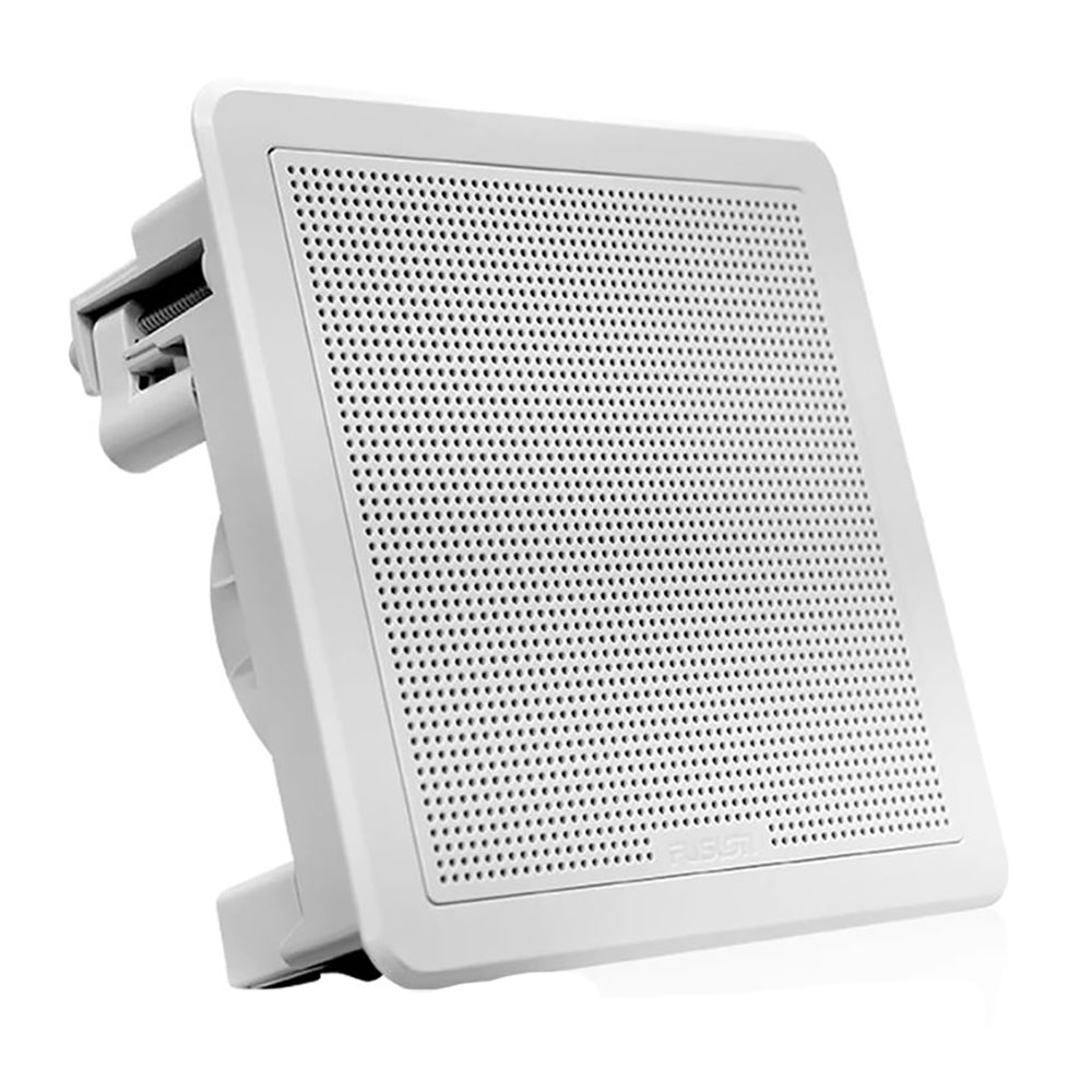 FUSION FM-65SW FM Series 6.5" 120 Flush Mount Square Marine Speakers - White Grill - 120W [010-02299-10] - Houseboatparts.com