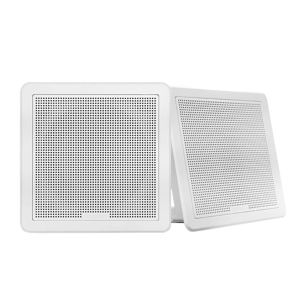 FUSION FM-65SW FM Series 6.5" 120 Flush Mount Square Marine Speakers - White Grill - 120W [010-02299-10] - Houseboatparts.com