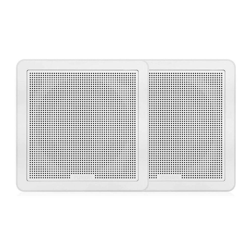 FUSION FM-65SW FM Series 6.5" 120 Flush Mount Square Marine Speakers - White Grill - 120W [010-02299-10] - Houseboatparts.com