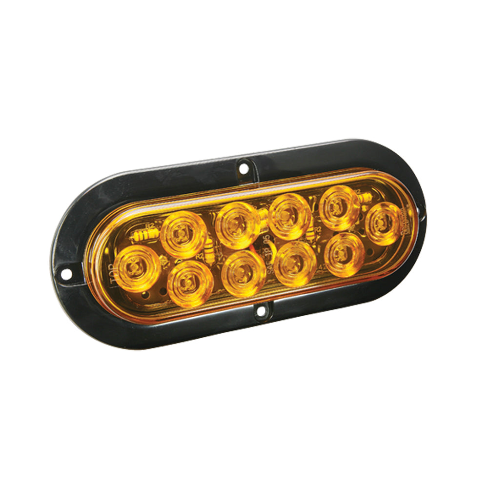 Wesbar LED Waterproof 6" Oval Surface Flange Mount Tail Light - Amber w/Black Flange Base [40-767758] - Houseboatparts.com