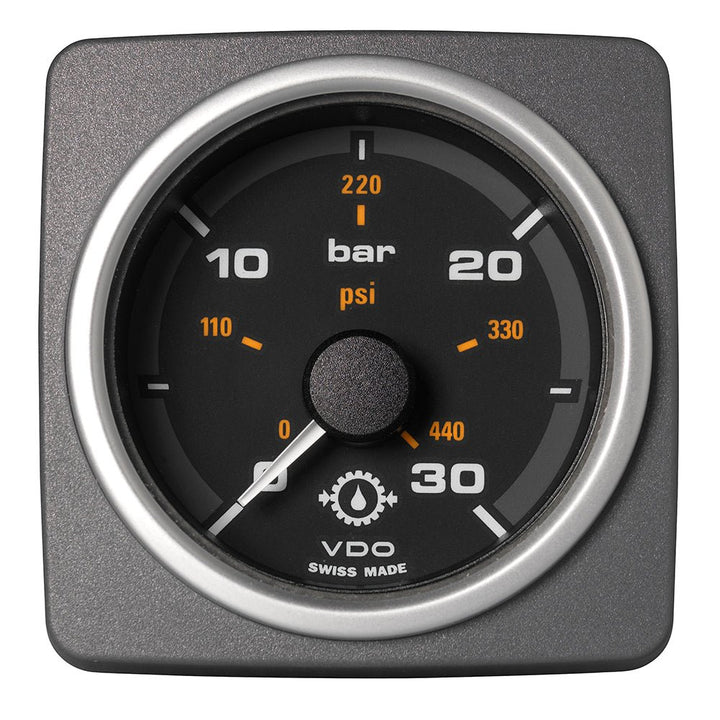 Veratron 52 MM (2 - 1/16") AcquaLink Transmission Oil Pressure 30 Bar/440 PSI - Black Dial Bezel [A2C59501937] - Houseboatparts.com