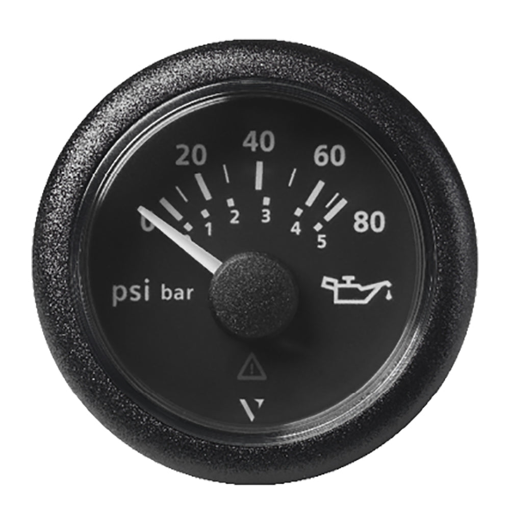 Veratron 52MM (2-1/16") ViewLine Oil Pressure Gauge 80 PSI/5 Bar - Black Dial  Round Bezel [A2C59514128] - Houseboatparts.com