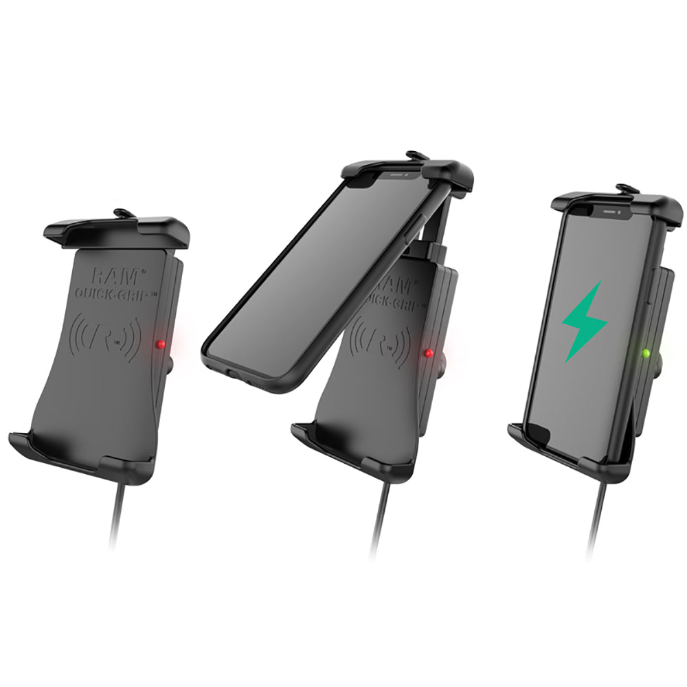 RAM Mount Quick-Grip Waterproof Wireless Charging Mount w/Tough-Claw [RAM-B-400-A-UN14W-V7M] - Houseboatparts.com