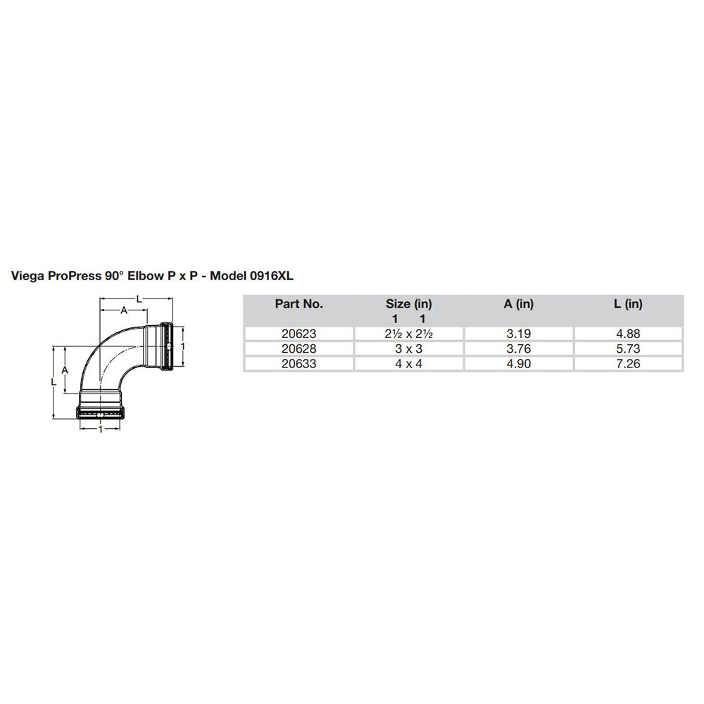 Viega ProPress 2-1/2" - 90 Copper Elbow - Double Press Connection - Smart Connect Technology [20623] - Houseboatparts.com