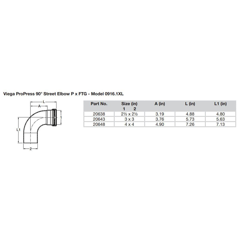 Viega ProPress 2-1/2" - 90 Copper Elbow - Street/Press Connection - Smart Connect Technology [20638] - Houseboatparts.com