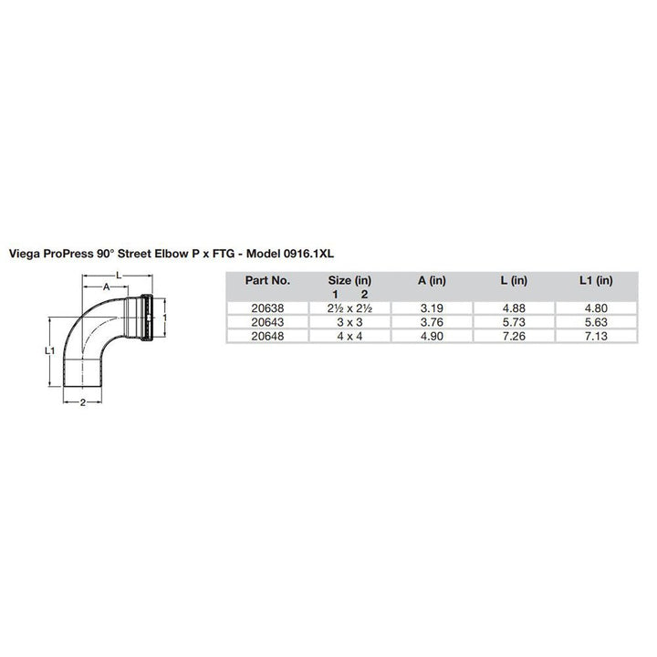 Viega ProPress 2 - 1/2" - 90 Copper Elbow - Street/Press Connection - Smart Connect Technology [20638] - Houseboatparts.com